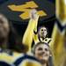A Michigan cheerleader in the game against Saginaw Valley State on Monday. Daniel Brenner I AnnArbor.com